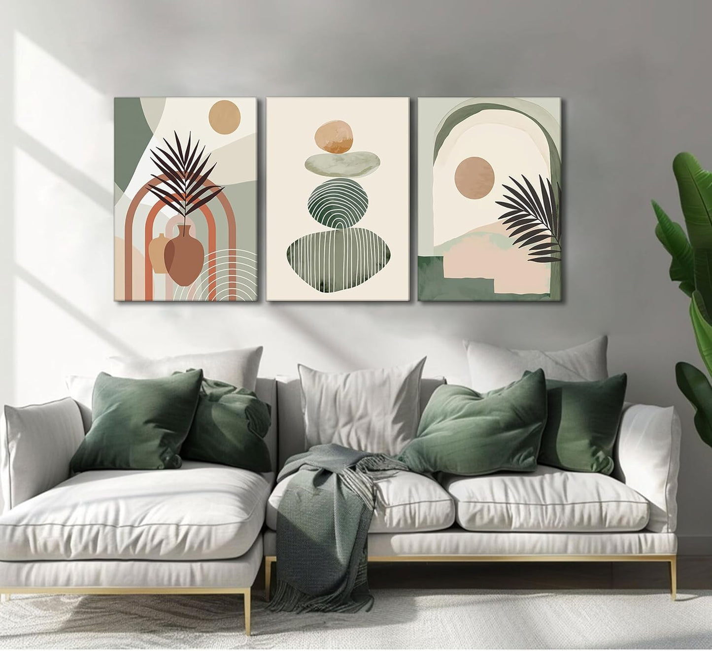 3 Pcs Boho Art Wall Decor Canvas Wall Art Decor Stretched And Framed Ready To Hang Size 12 X 16in