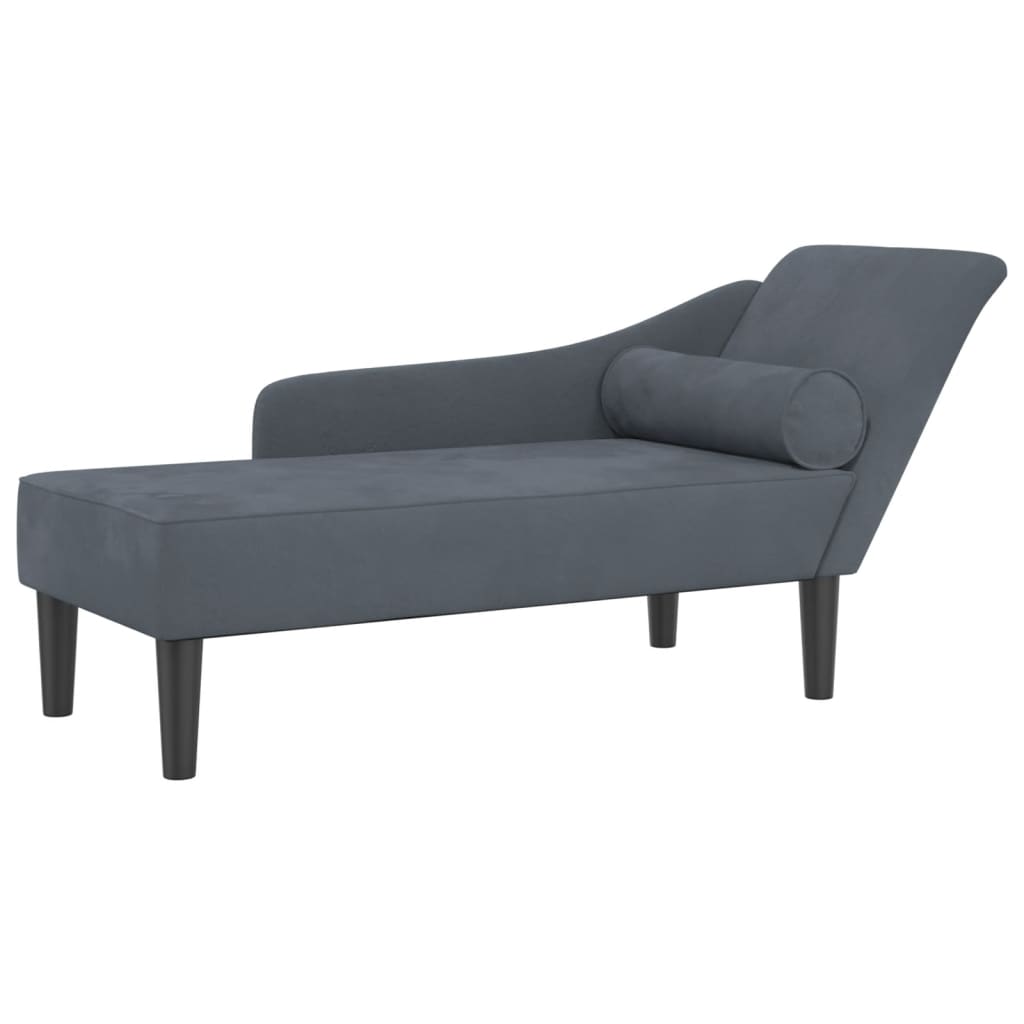 Chaise longue with cushions in velvet