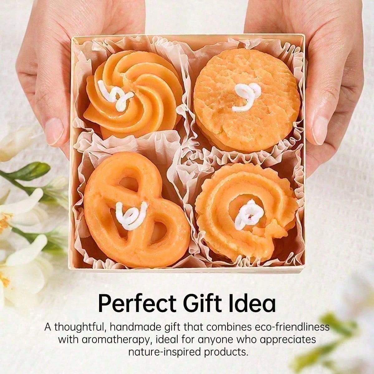 Cookie Shape Scented Candle Set 4PCS Coffee & Milk Aroma For Home Decor