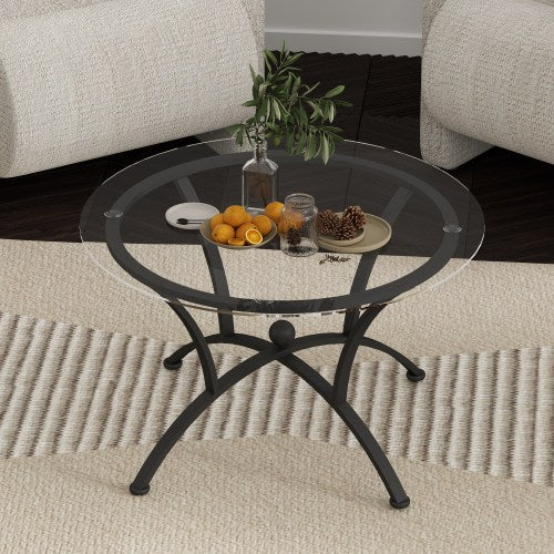 Enchanted Luxe Glass Coffee Table Set With Starry Silken Surfaces