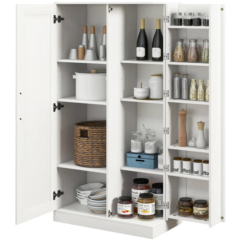 Kitchen Pantry Storage Cabinet, 14-Tier Freestanding Kitchen Cupboard For Living Room, Dining Room Storage, White