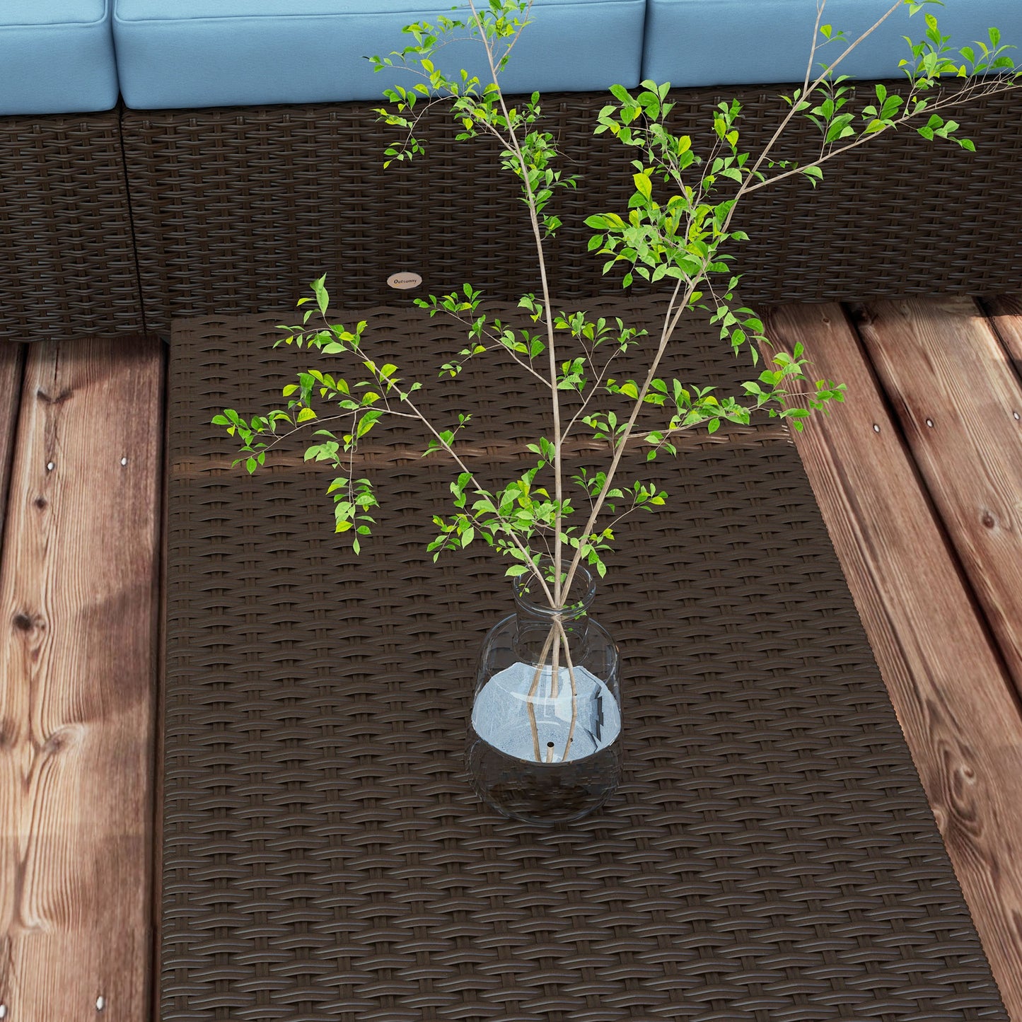 Patio Furniture Set, Cushions, Sofa, Loveseat, Storage Table, Blue