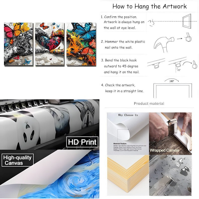 Framed 3pcs Graffiti Canvas Wall Art