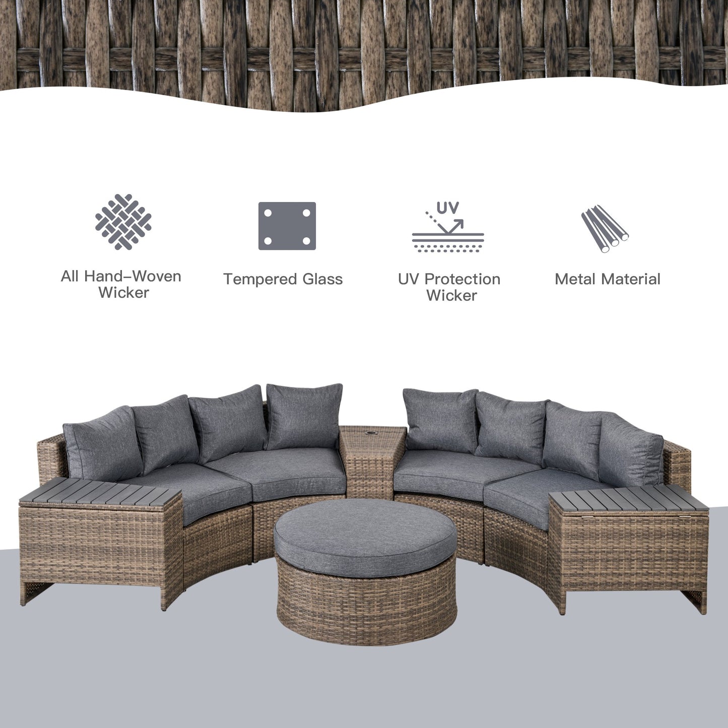 Outsunny 8-Piece Wicker Patio Sofa Set With Cushions