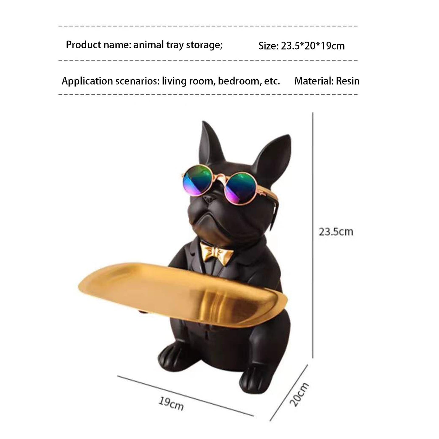 French Bulldog Tray Statue -  Home Decor