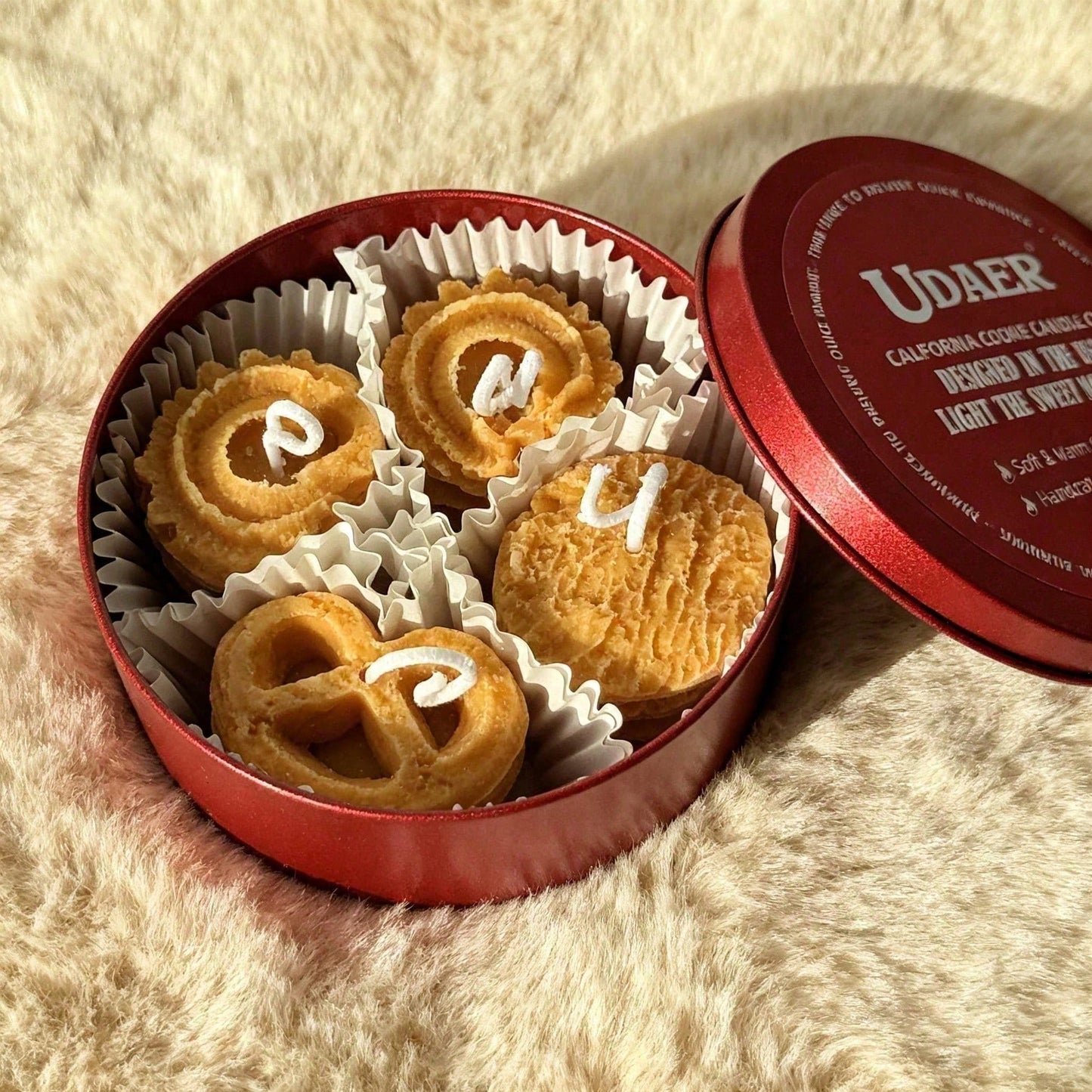 Cookie Shape Scented Candle Set 4PCS Coffee & Milk Aroma For Home Decor