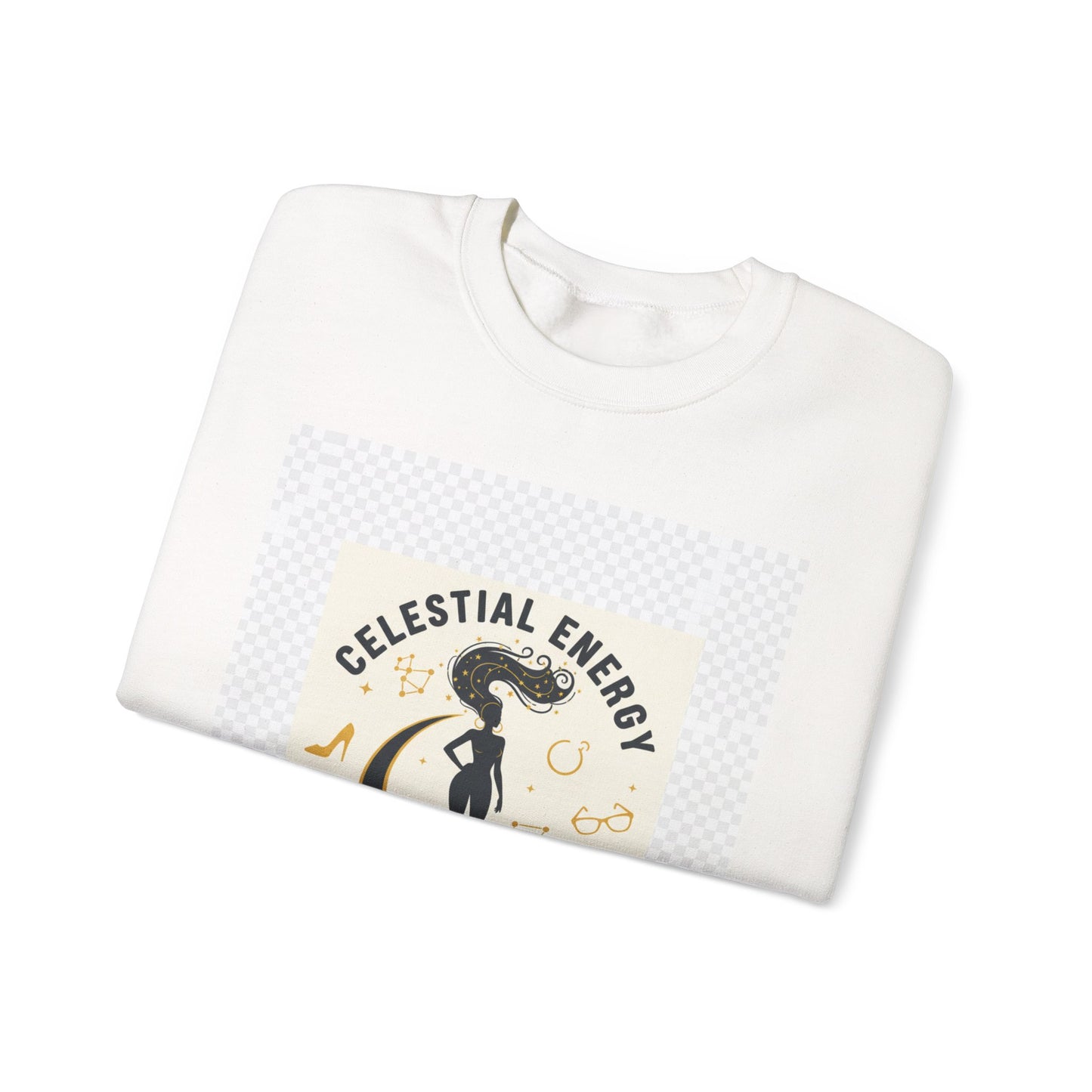 Celestial Energy Crewneck Sweatshirt — “Dressed to Own the Universe” Graphic
