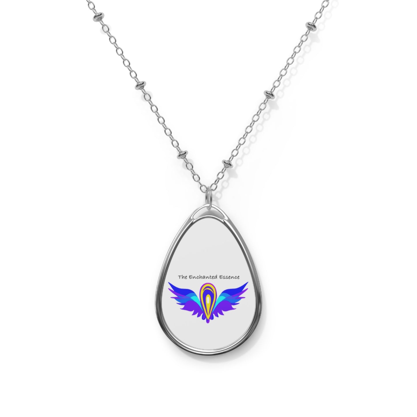 Angel Wings Oval Necklace — Colorful Spiritual Pendant