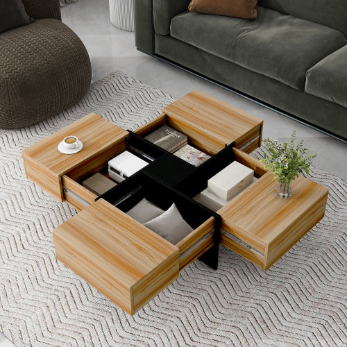 Unique Design Coffee Table With 4 Hidden Storage Compartments Extendable Sliding Top