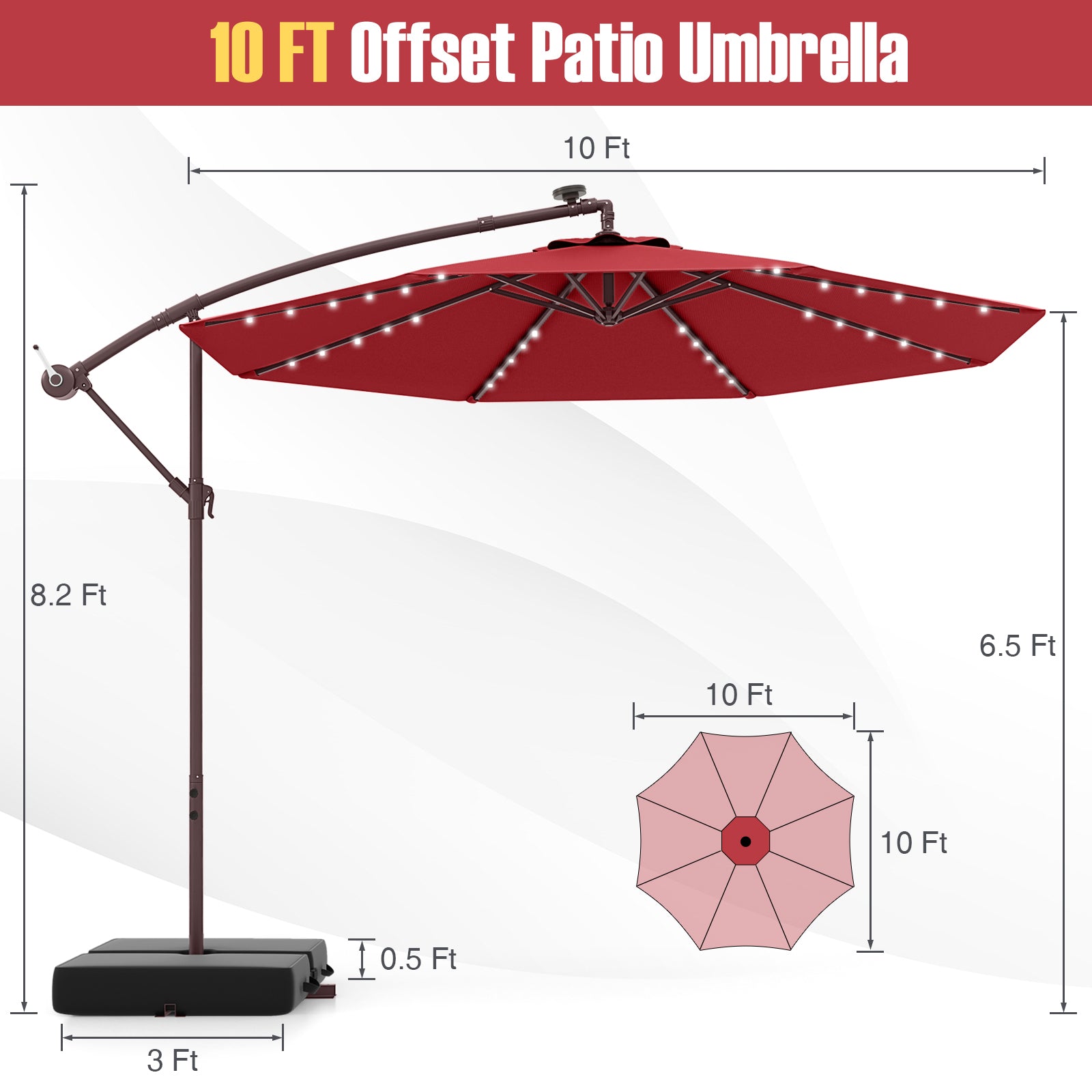 10 Ft Patio Umbrella Offset Cantilever Umbrella with 40 Solar Powered – The Enchanted Essence 10 Ft Patio Umbrella Offset Cantilever Umbrella with 40 Solar Powered – The Enchanted Essence