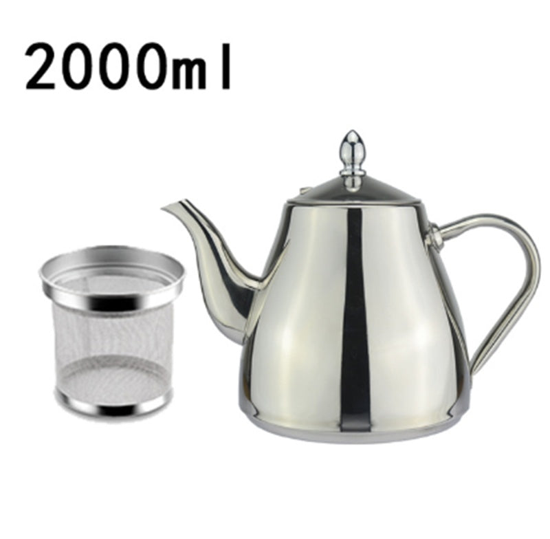Thick 304 Stainless Steel Teapot - 2000ml Capacity With Built In Filter For Easy Brewing