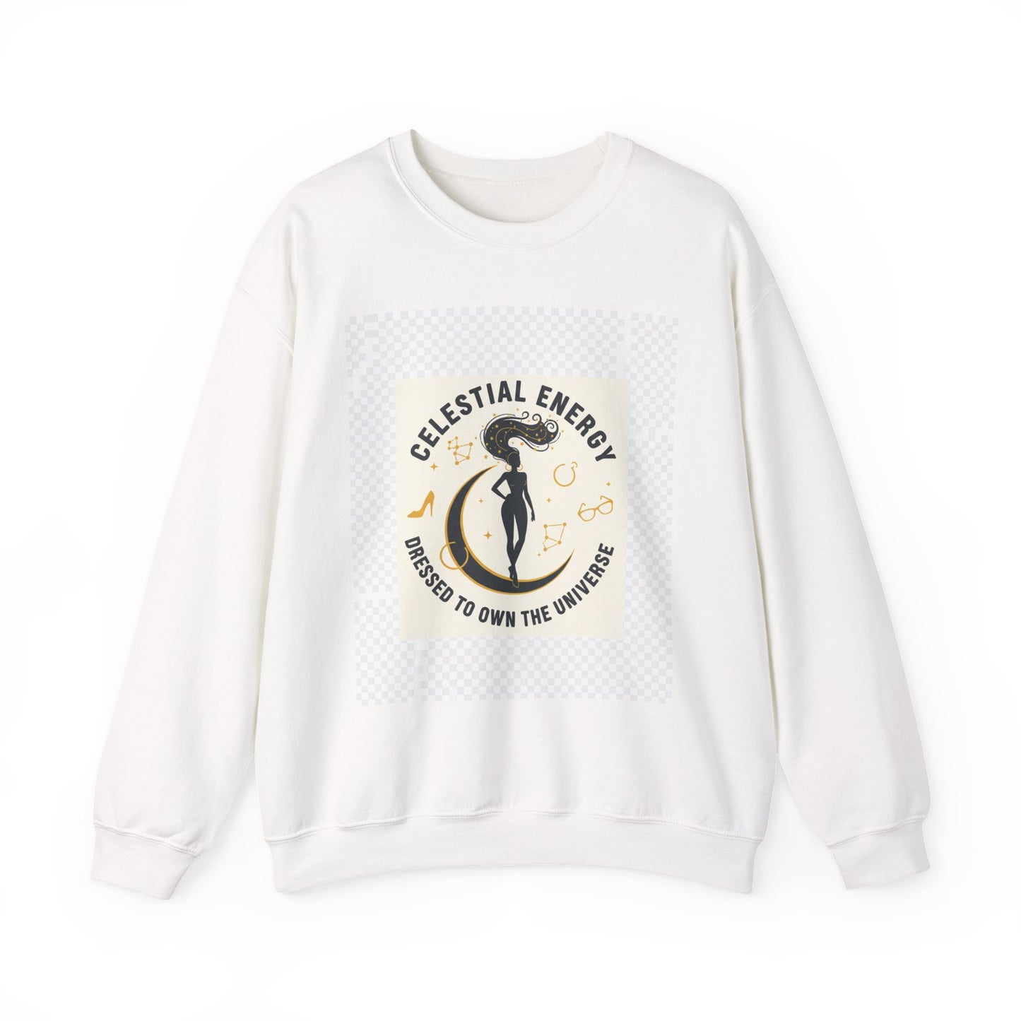 Celestial Energy Crewneck Sweatshirt — “Dressed to Own the Universe” Graphic