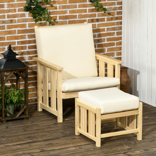 Patio Furniture Set - Luxe Two Piece Outdoor Lounge Chair And Ottoman With Cushion