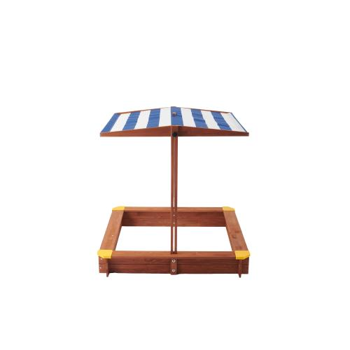 Enchanted 46 Inch Wooden Sandbox With Adjustable Cedar Canopy