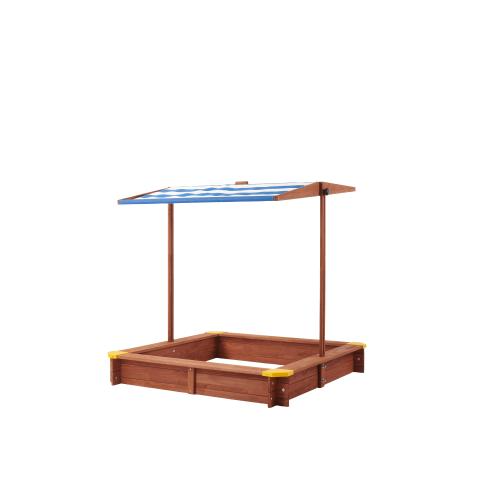 Enchanted 46 Inch Wooden Sandbox With Adjustable Cedar Canopy