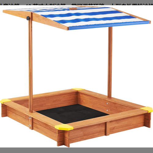 Enchanted 46 Inch Wooden Sandbox With Adjustable Cedar Canopy