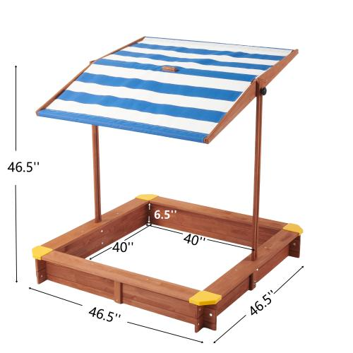 Enchanted 46 Inch Wooden Sandbox With Adjustable Cedar Canopy