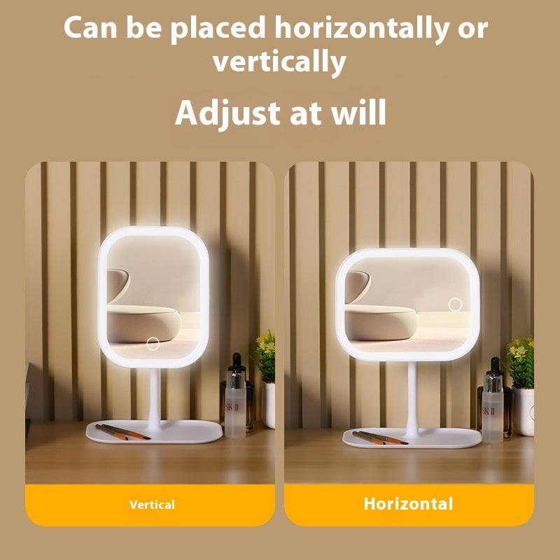 Radiant LED Makeup Mirror Desktop With Adjustable Tricolor Lighting And USB Charging