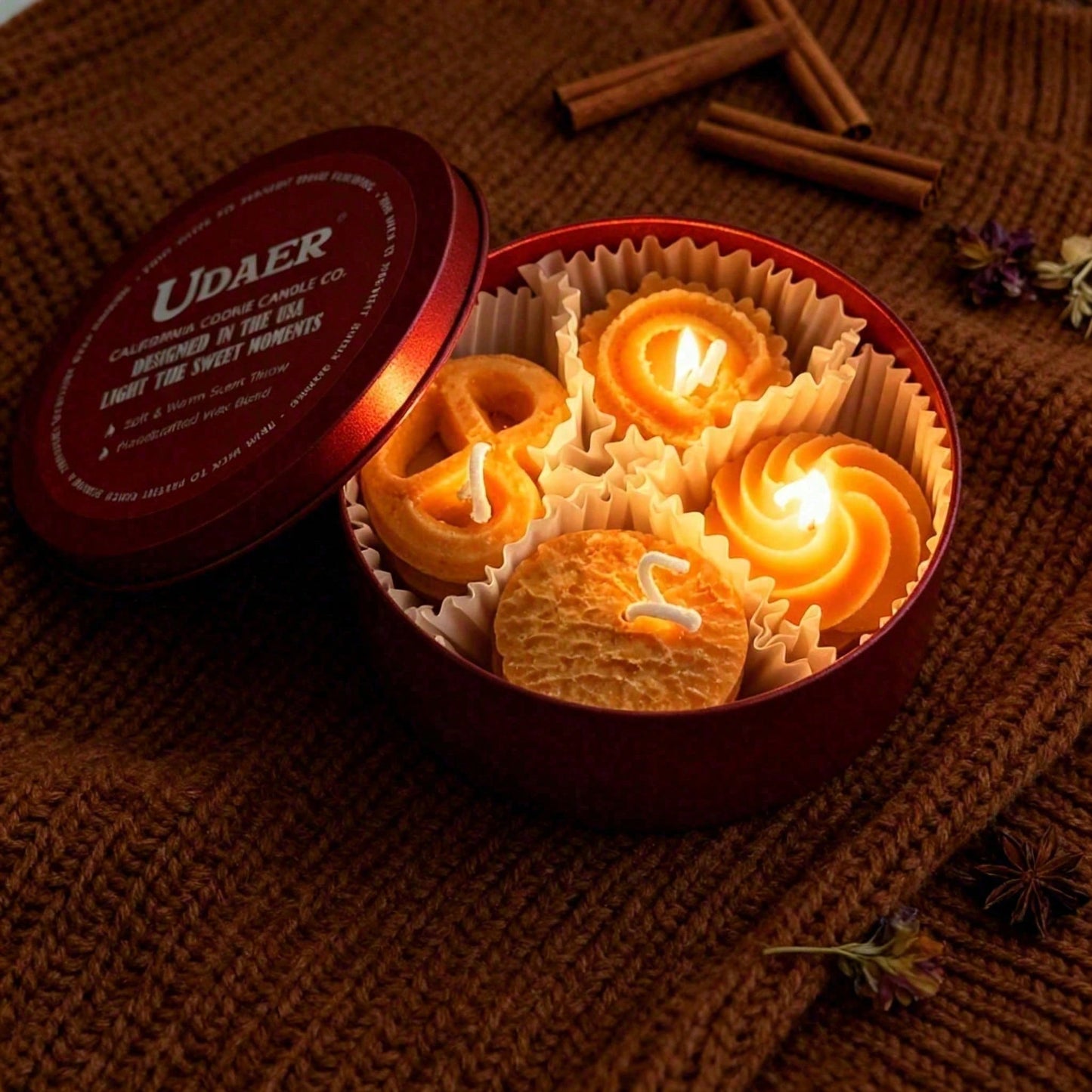 Cookie Shape Scented Candle Set 4PCS Coffee & Milk Aroma For Home Decor