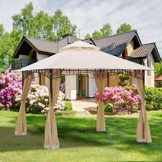 Spacious Outdoor Gazebo Canopy With UV Shield And Netting