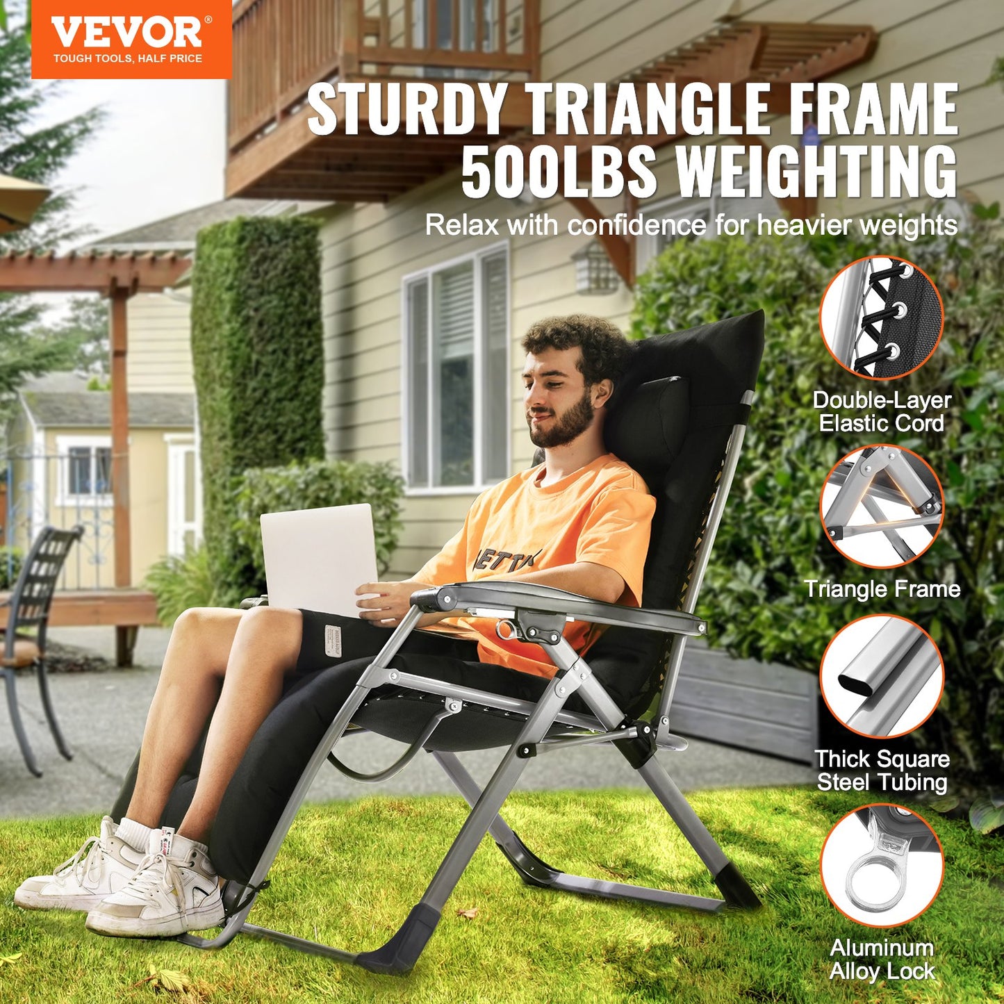 Luxurious 500Lb Heavy Duty Zero Gravity Chair Indoor Outdoor