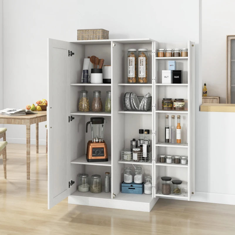 Kitchen Pantry Storage Cabinet, 14-Tier Freestanding Kitchen Cupboard For Living Room, Dining Room Storage, White