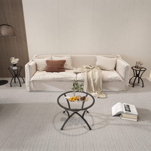 Enchanted Luxe Glass Coffee Table Set With Starry Silken Surfaces