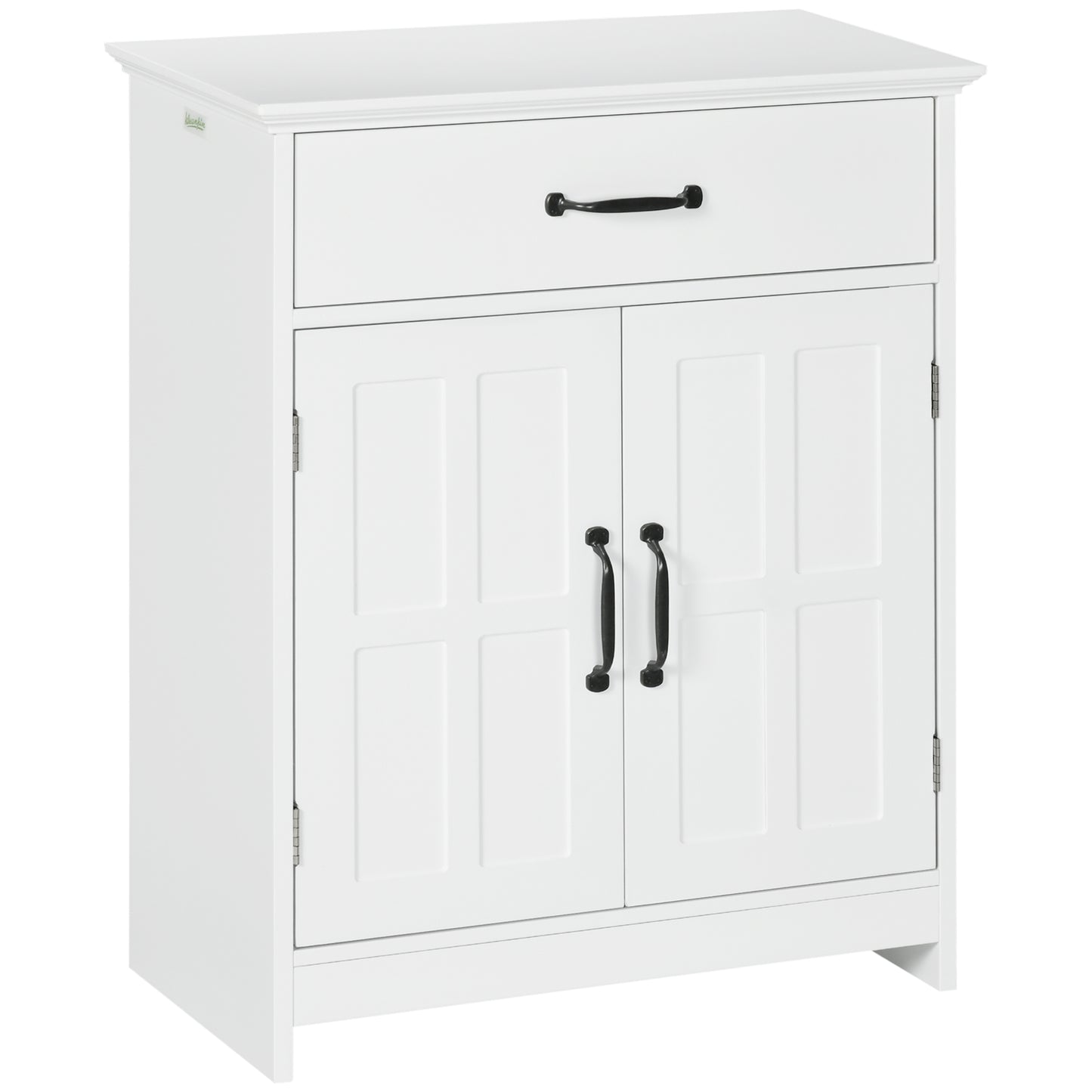 Bathroom Storage Cabinet, Modern Bathroom Cabinet with 2 Doors, Storage Drawer & Adjustable Shelf, White