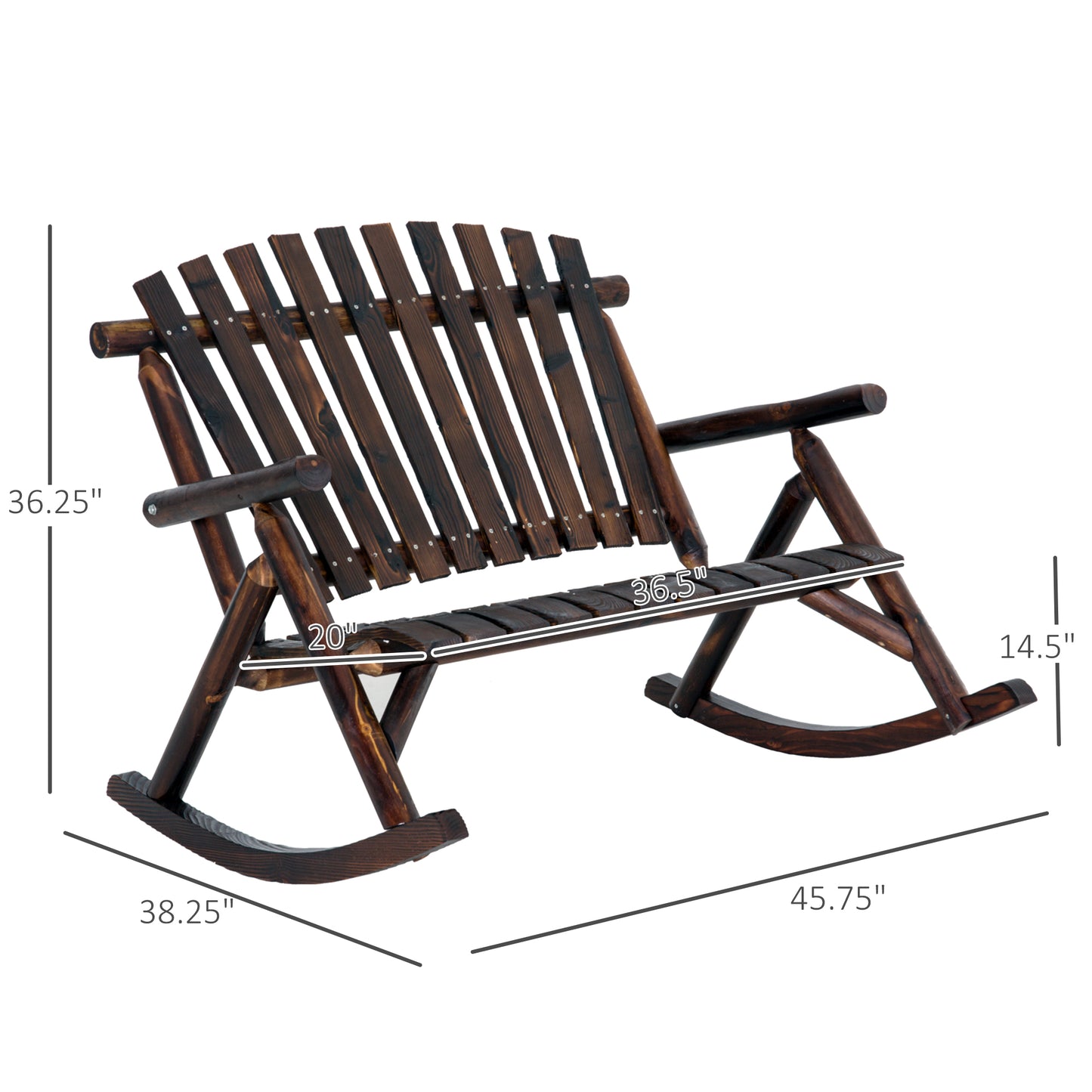 Carbonized Wood High-Back Rocker - Garden Serenity,