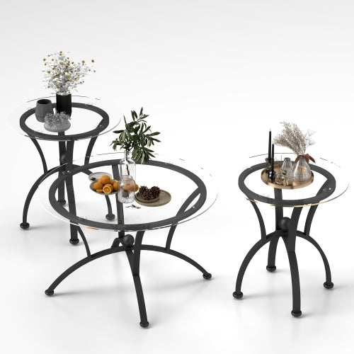 Enchanted Luxe Glass Coffee Table Set With Starry Silken Surfaces