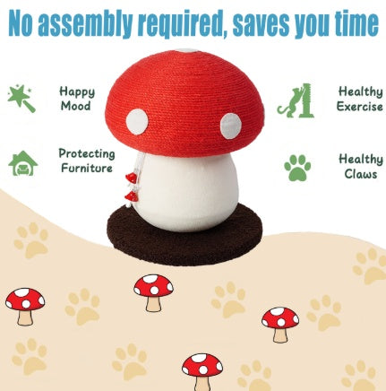 Mushroom Cat Climbing Frame, Sisal Cat Climbing Post, Interesting Red And White Mushroom Design With Fluffy Base, Cat Scratching Claw Toy, Cat Tree, Wear-resistant Cat Scratching Ball, Cat Supplies