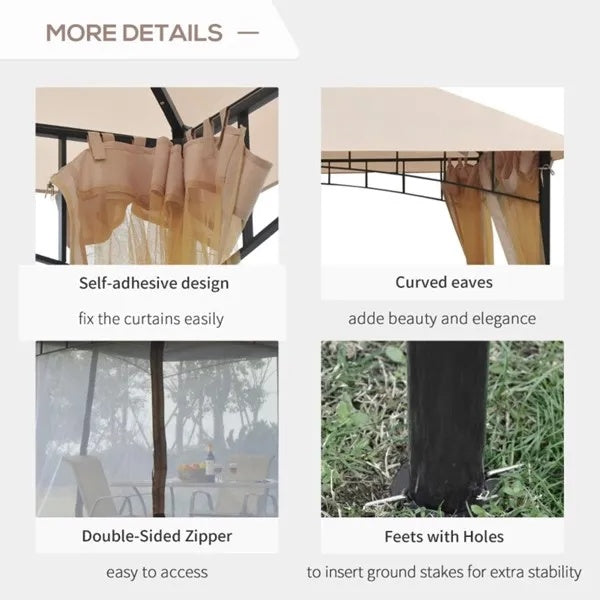 Spacious Outdoor Gazebo Canopy With UV Shield And Netting