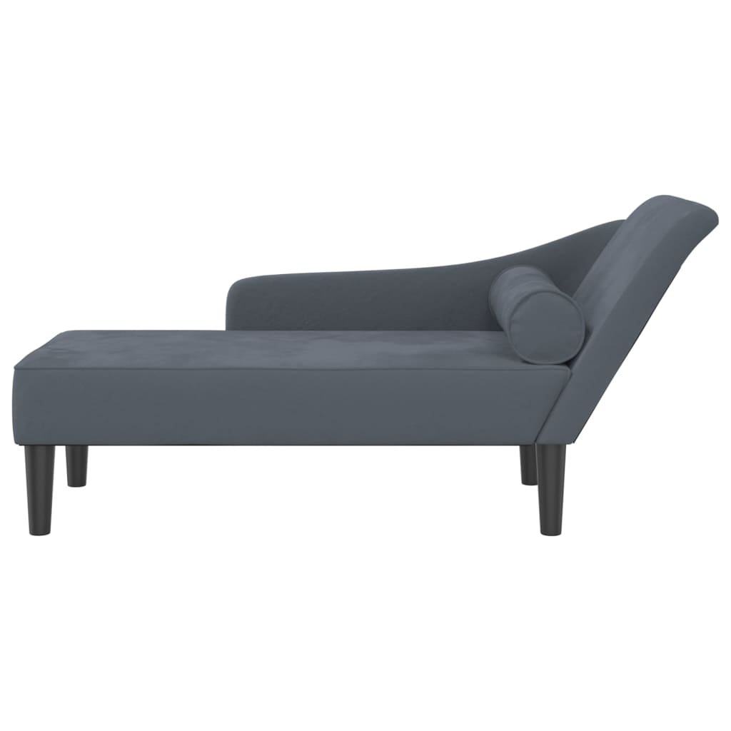 Chaise longue with cushions in velvet