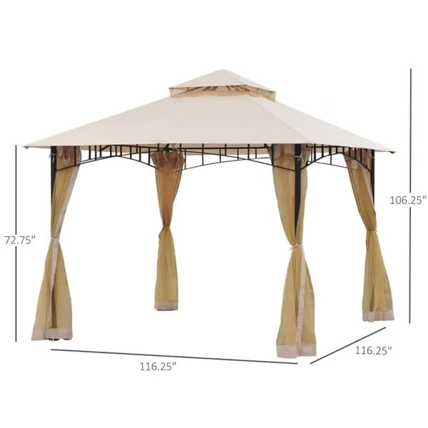 Spacious Outdoor Gazebo Canopy With UV Shield And Netting