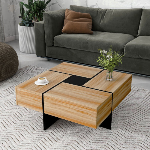 Unique Design Coffee Table With 4 Hidden Storage Compartments Extendable Sliding Top