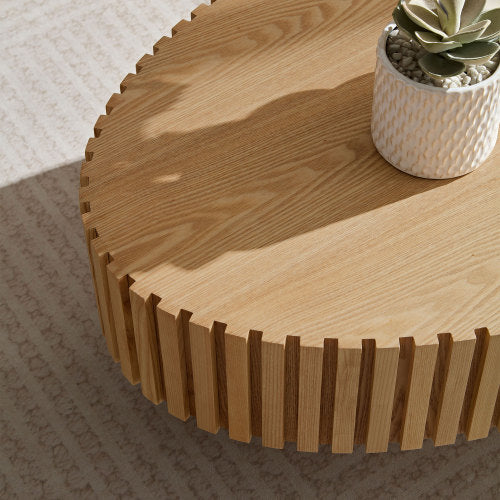 Modern Handmade Drum Coffee Table - Sturdy Pedestal