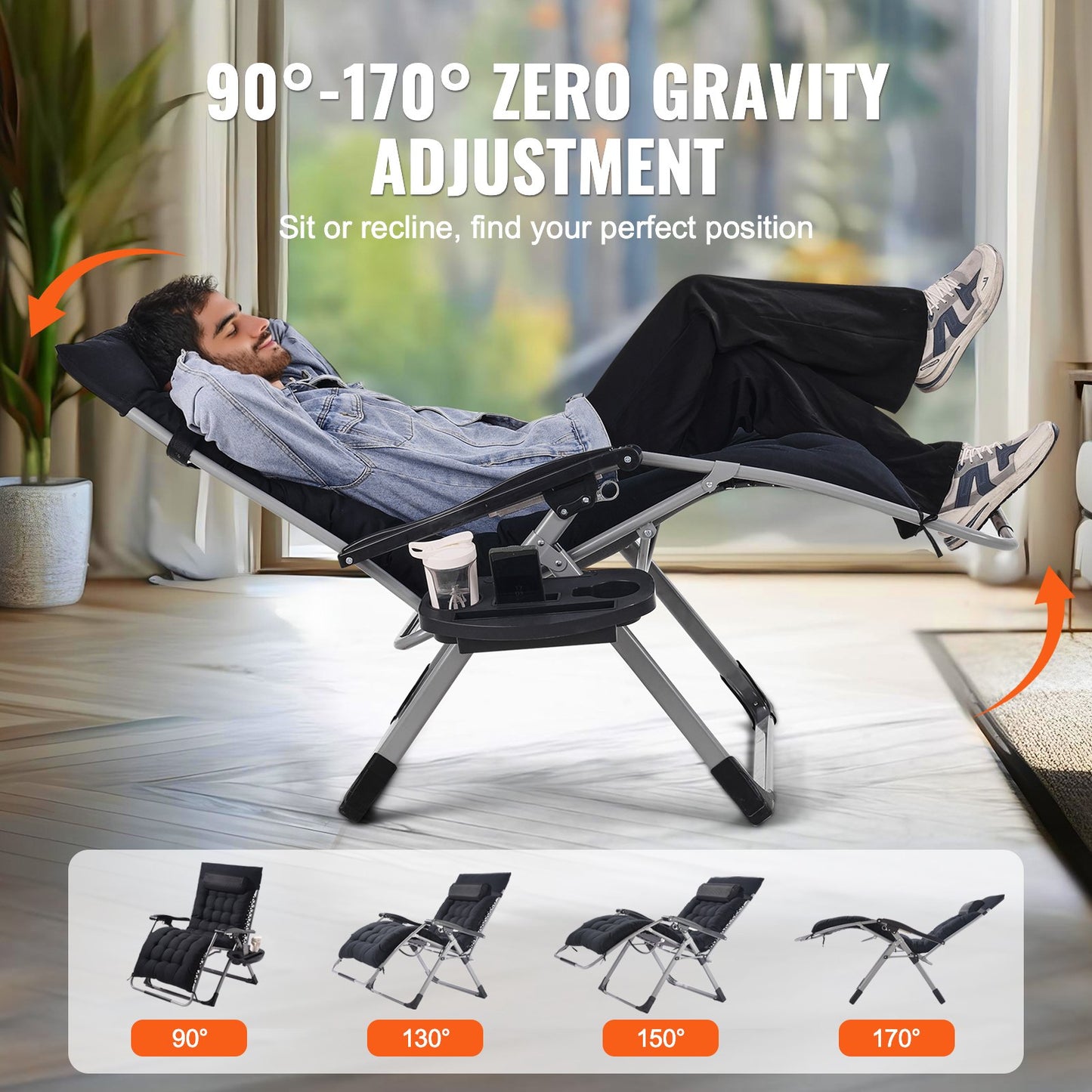 Luxurious 500Lb Heavy Duty Zero Gravity Chair Indoor Outdoor