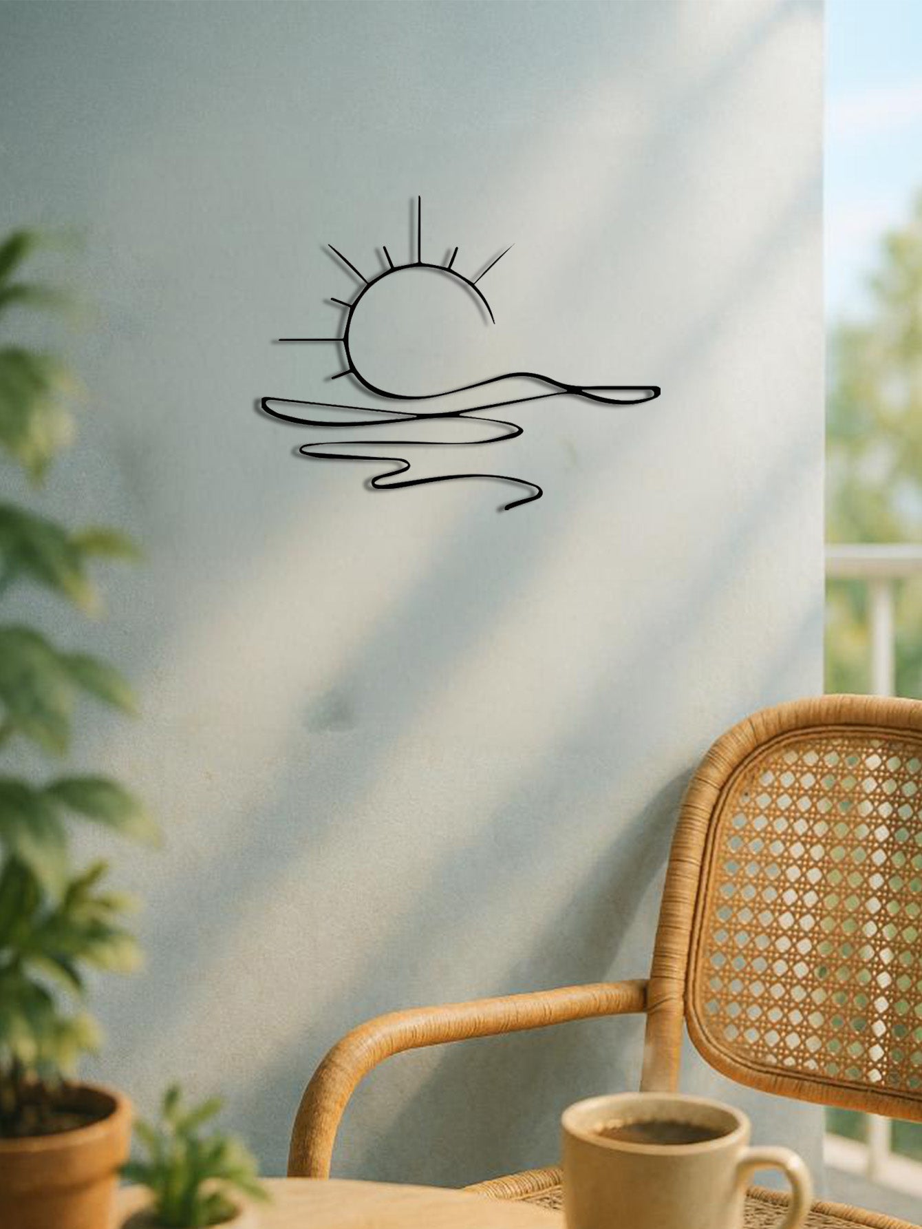 Wall Art Modern Metal Iron Wall Decor, Abstract Sun Line Design For Home