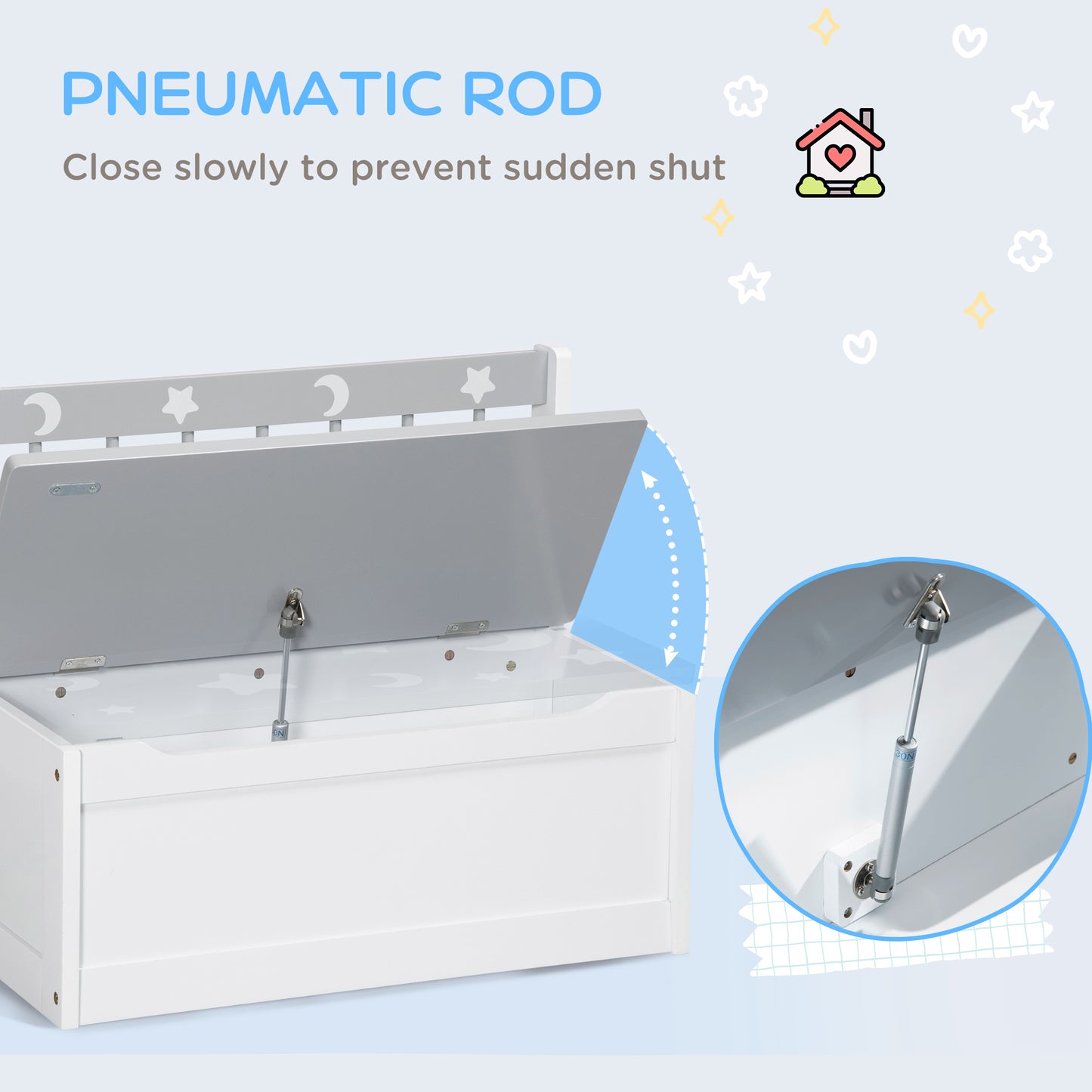 Toddler Toy Box Storage Bench with Large 27 L Interior, Kids Storage Bench Seat with Storage for Toddler Playroom Furniture, Kids Bedroom Furniture, Toy Organizer and Storage Bin, Gray