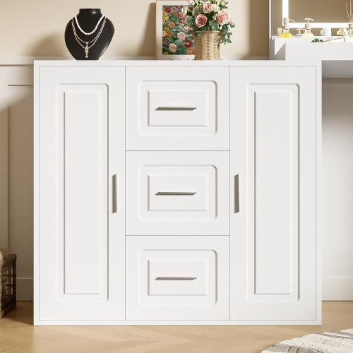 Vanity Desk With Mirror And Lights - Glam Dressing Table With Ample Storage White