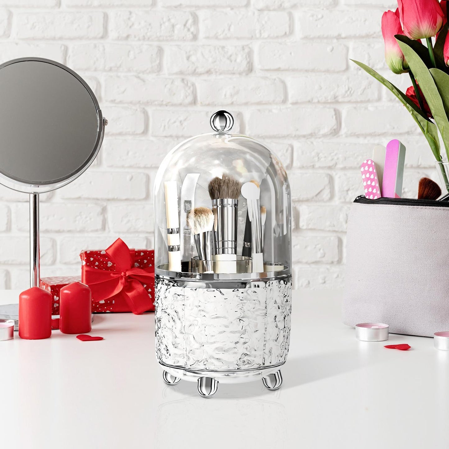 Large Capacity Vanity Makeup Brush Storage Rack Organizer