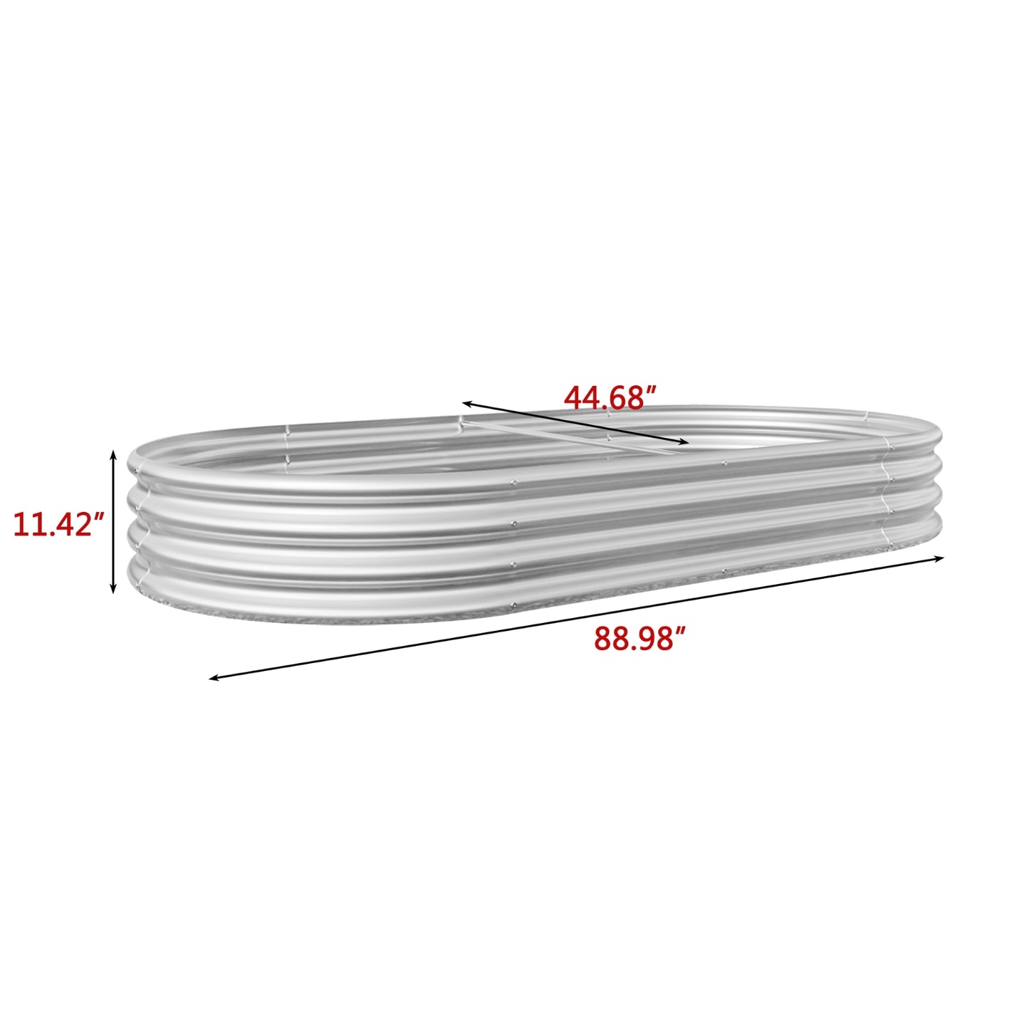 Elegant Oval Metal Raised Garden Bed In Silver For Plants And Flowers