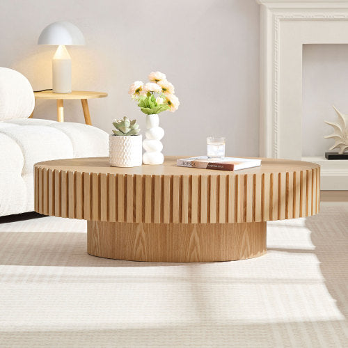 Modern Handmade Drum Coffee Table - Sturdy Pedestal