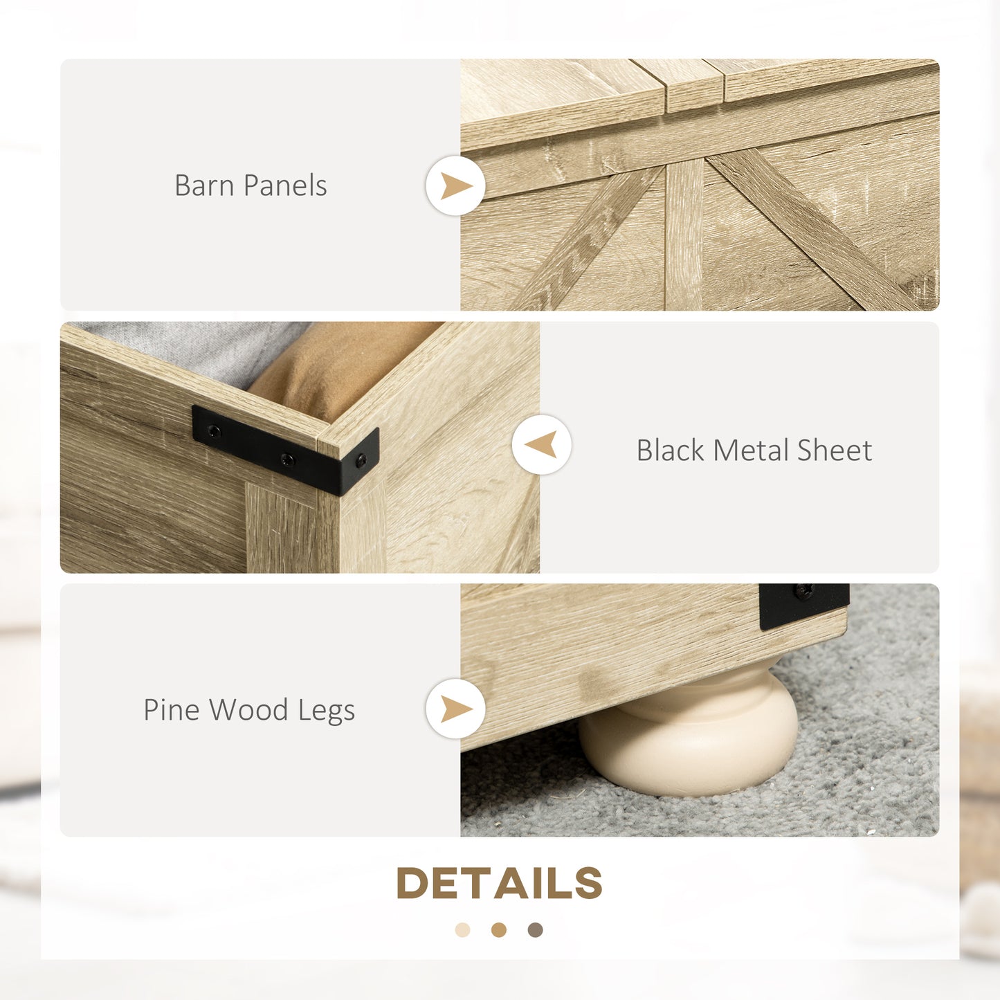 Farmhouse Coffee Table with Storage, Large Square Coffee Table for Living Room Furniture, Wooden Center Table