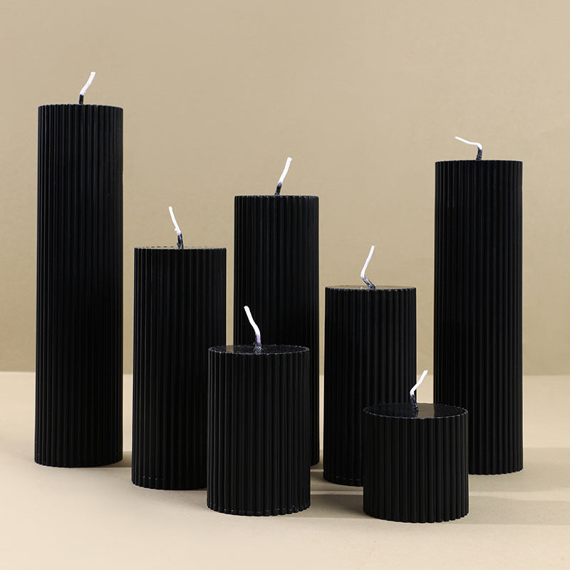 Elegant Black Cylinder Aromatherapy Soy Candles Handmade