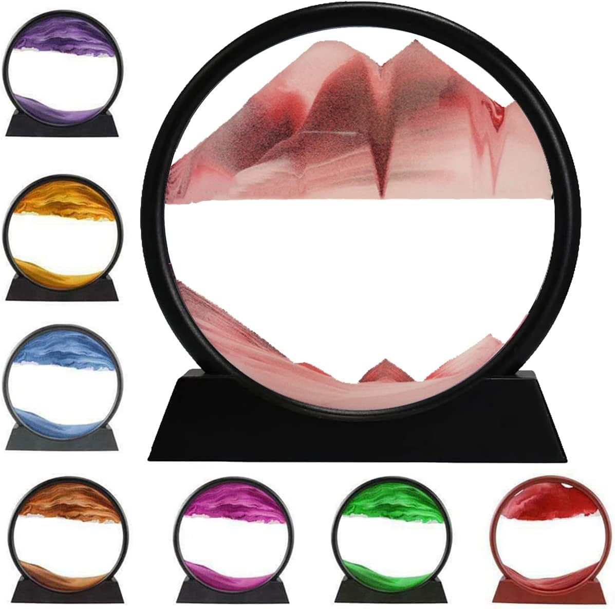 3D Dynamic Sand Art Round Glass Purple -  For Relaxing Desk Decor