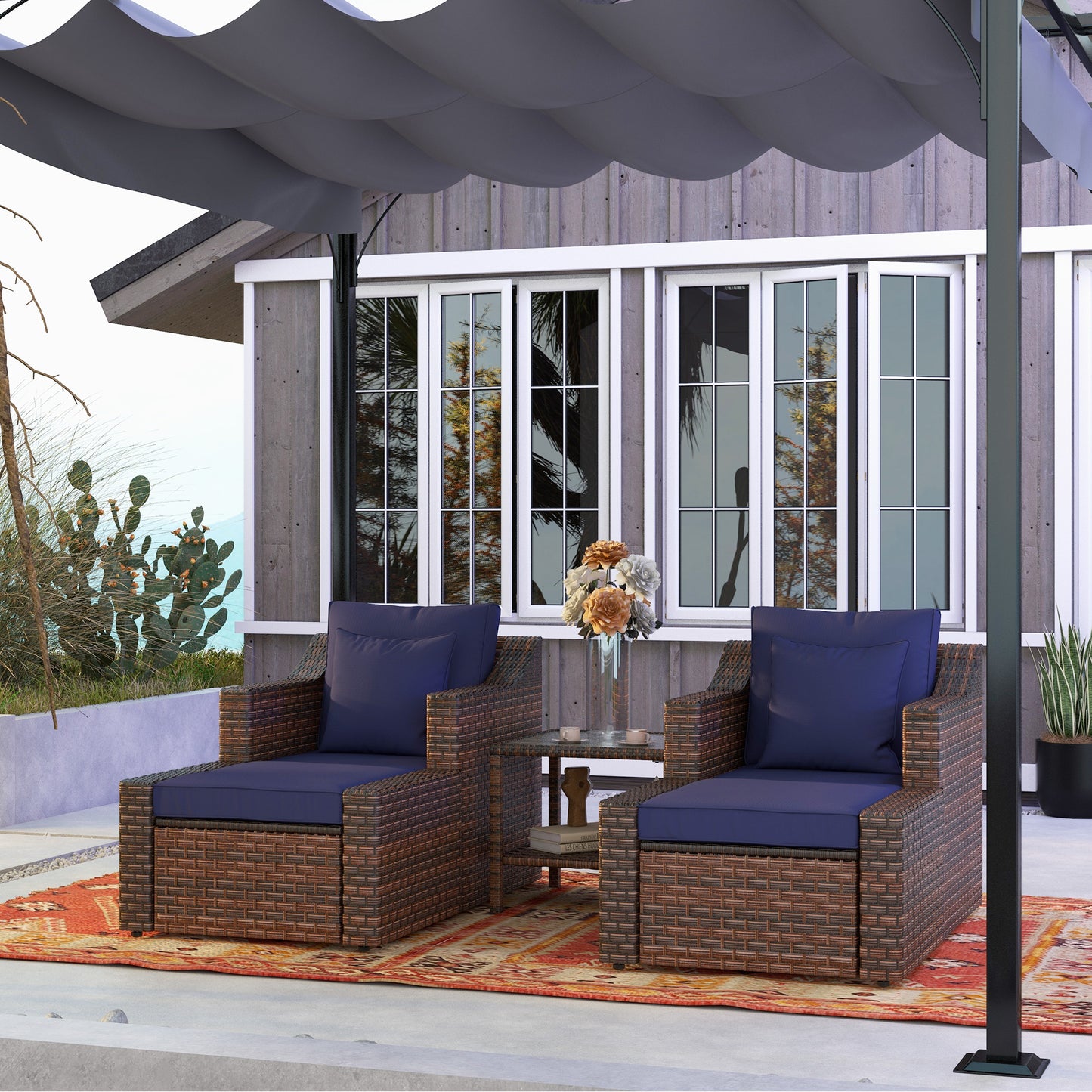 5Pc Patio Furniture Set - Opulent Balcony Bliss For Small Spaces