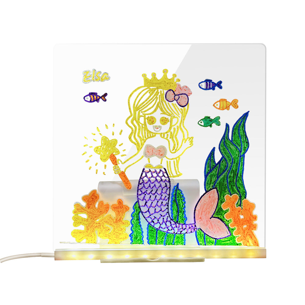 Enchanted Luminous Erasable Acrylic Drawing Board With Night Light Stand