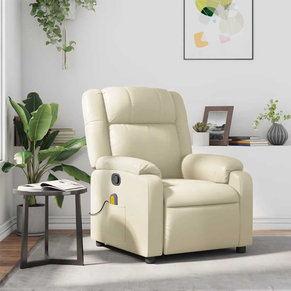 Massage Chair Faux Leather   Massage Chair Cream Faux Leather