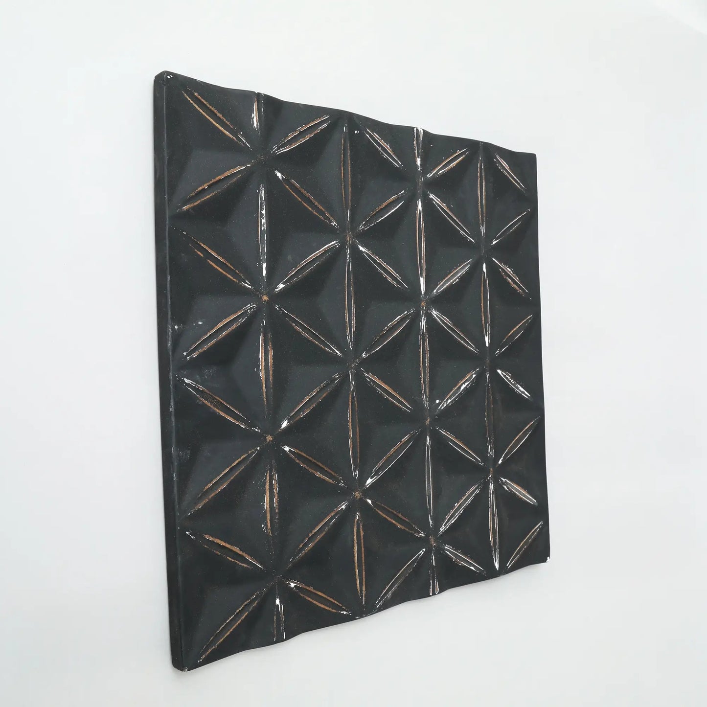 Black Square Shape Handcrafted MDF Wall Decor 16inchx16inch Elegant Home Accent